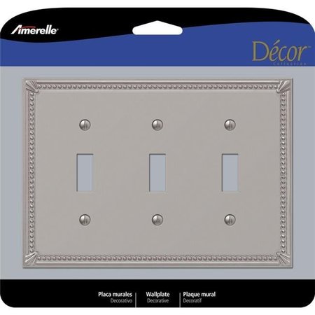 AMERELLE Toggle Wall Plate, Number of Gangs: 3 Gray 3009141
